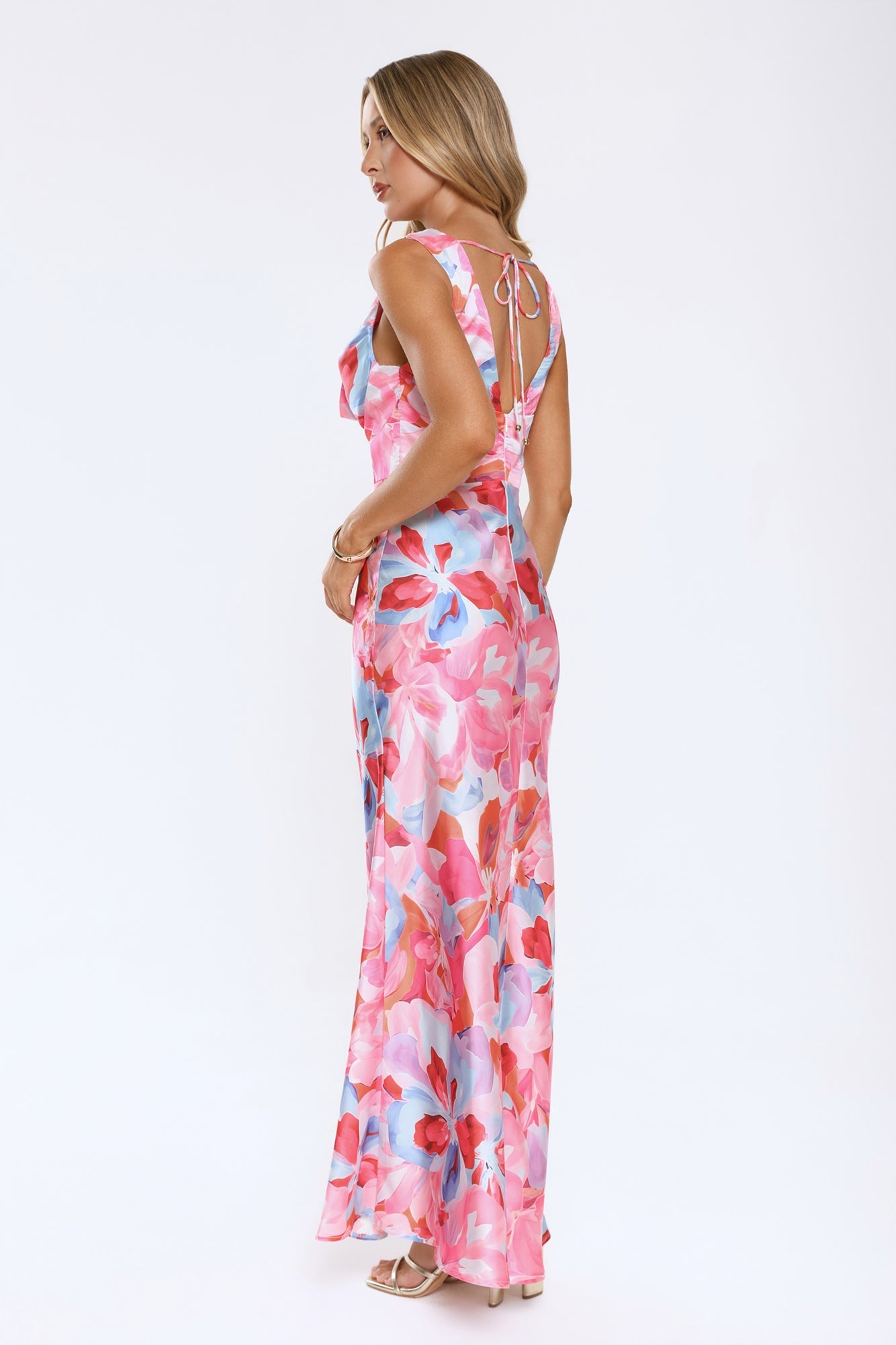 Hot Girl Hours Satin Maxi Dress Floral