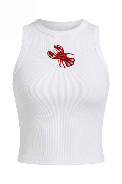 Snap Happy Embellished Tank Top White
