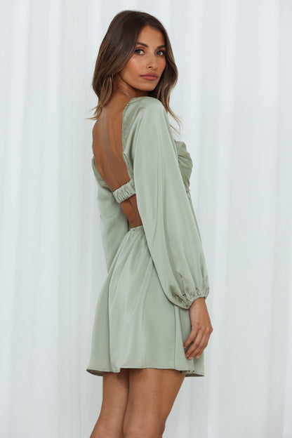 Done With You Satin Dress Green