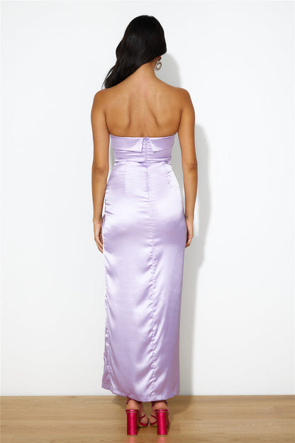 Riding With You Satin Maxi Dress Lilac