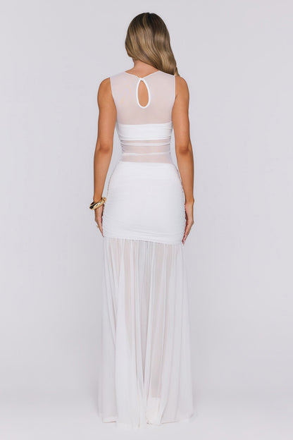 Sheer Glow Mesh Maxi Skirt Ivory