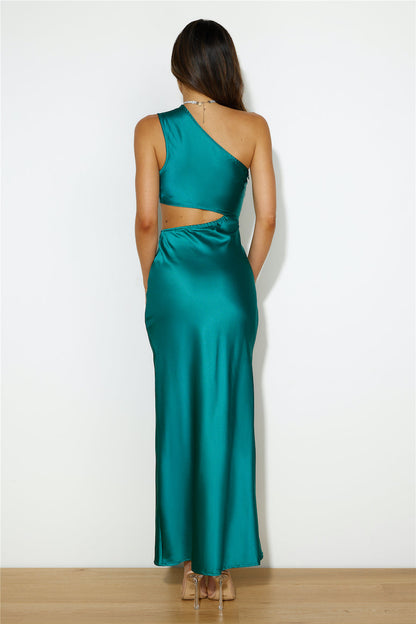 Poker Play Satin Maxi Dress Forest Green
