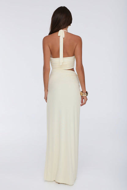 Secret Bloomers Halter Maxi Dress Yellow