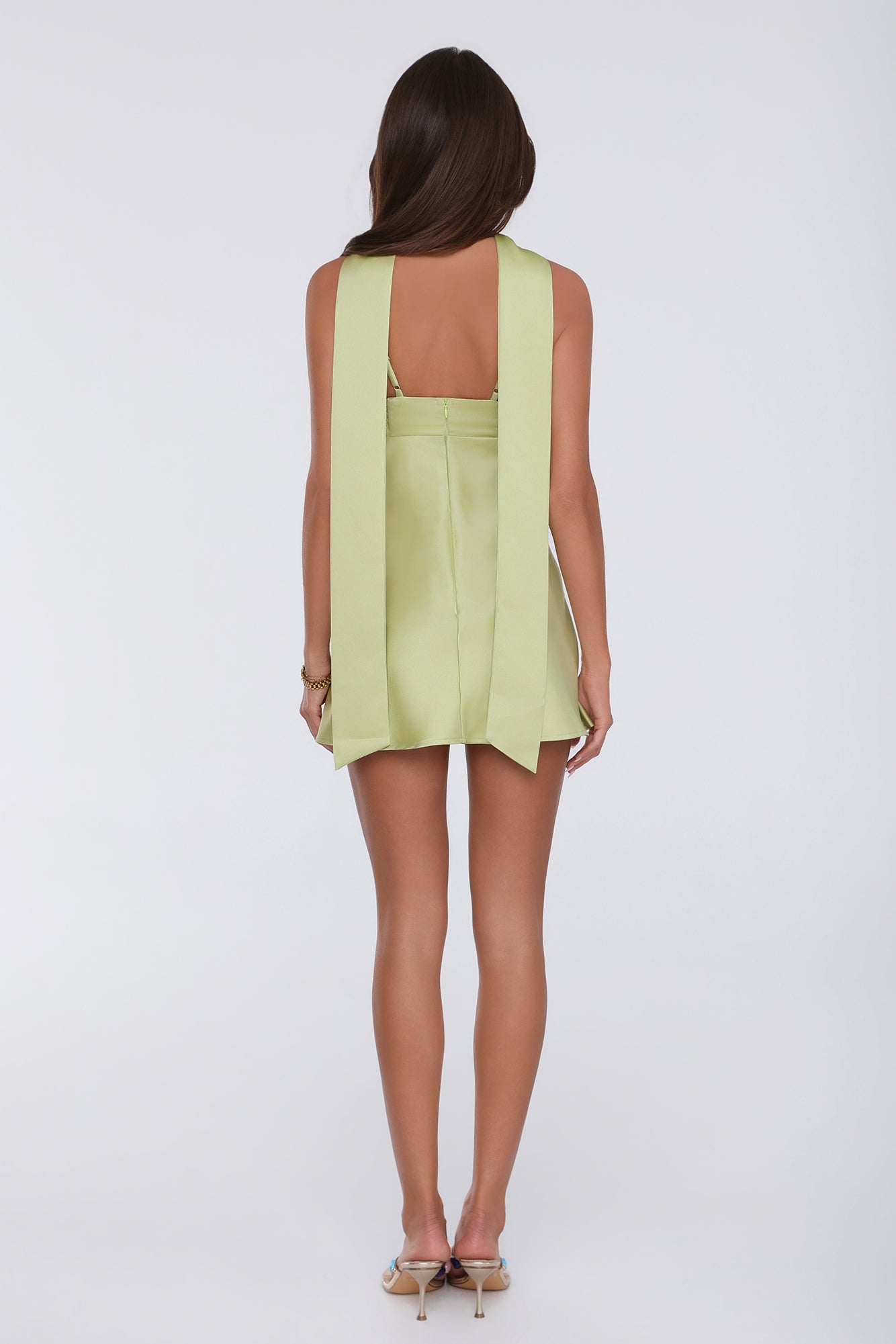 Diva Energy Satin Mini Dress Lime
