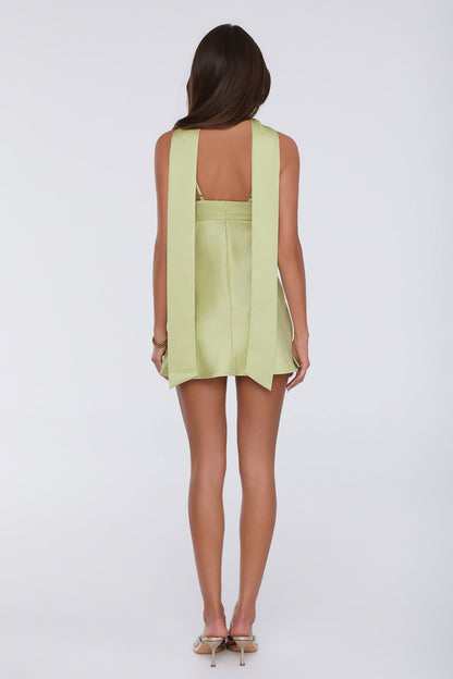 Diva Energy Satin Mini Dress Lime