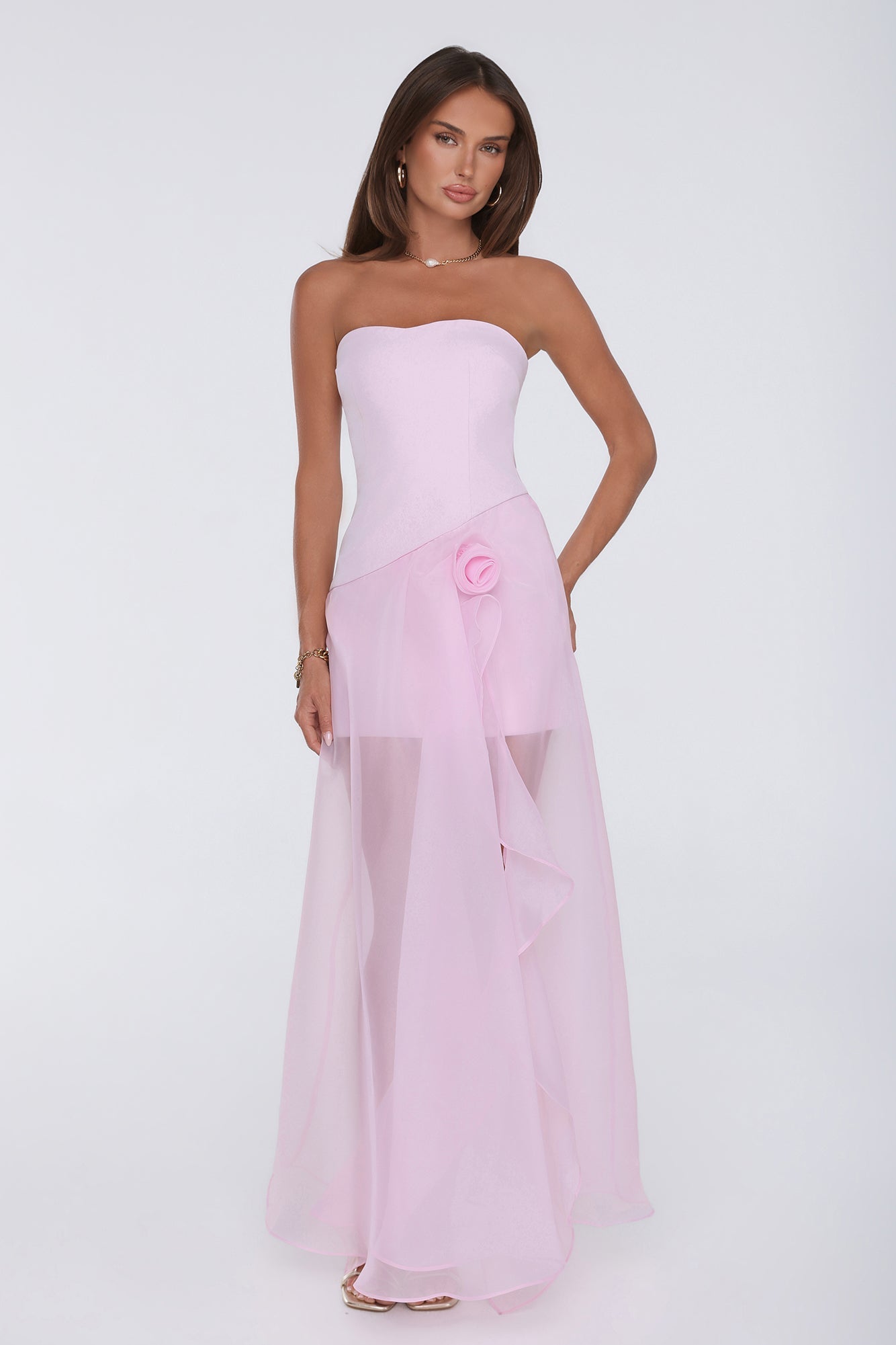 Romantic Everything Strapless Maxi Dress Pink
