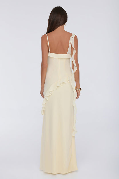 Fluttering Petals Maxi Dress Yellow
