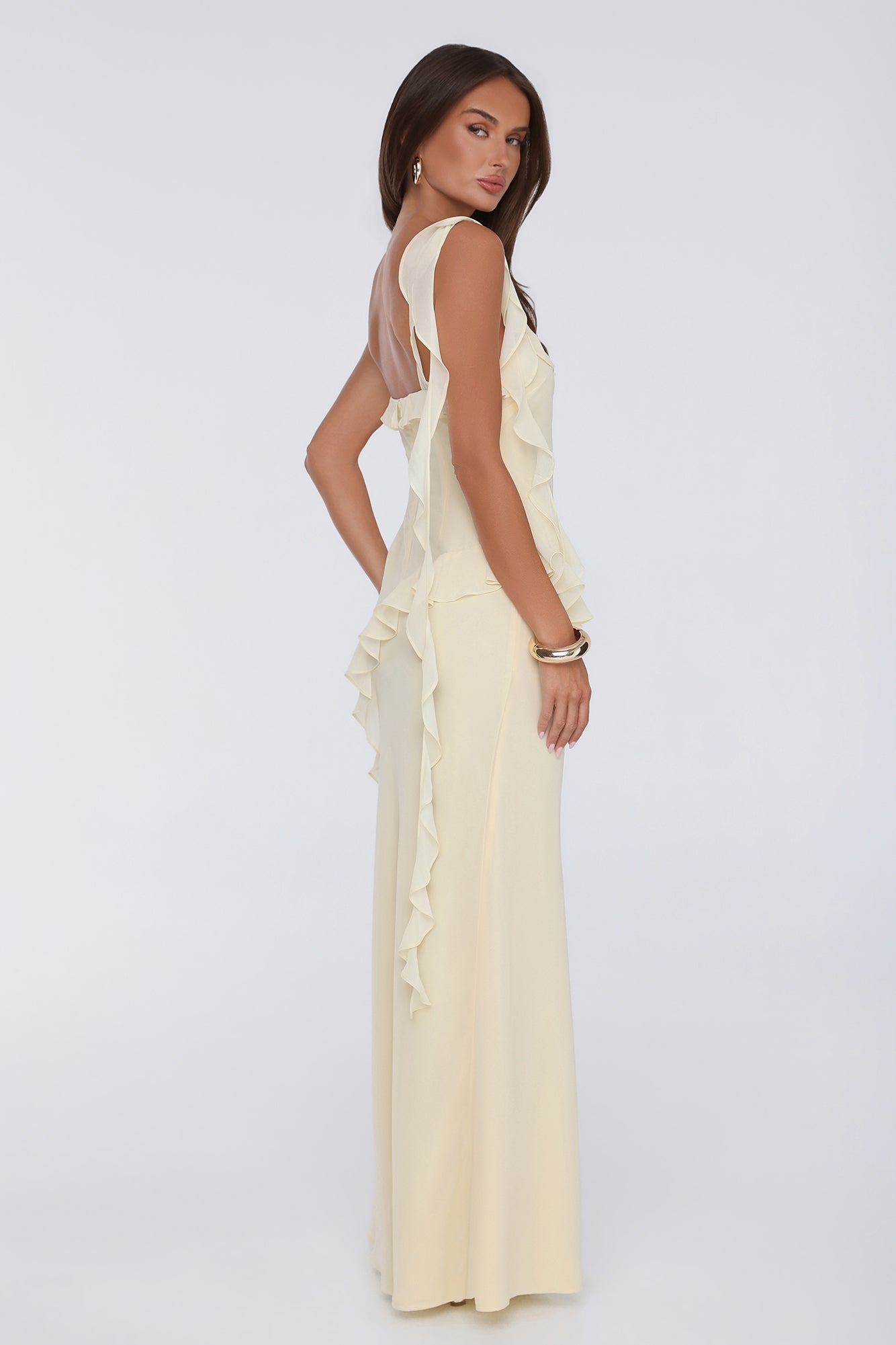 Fluttering Petals Maxi Dress Yellow
