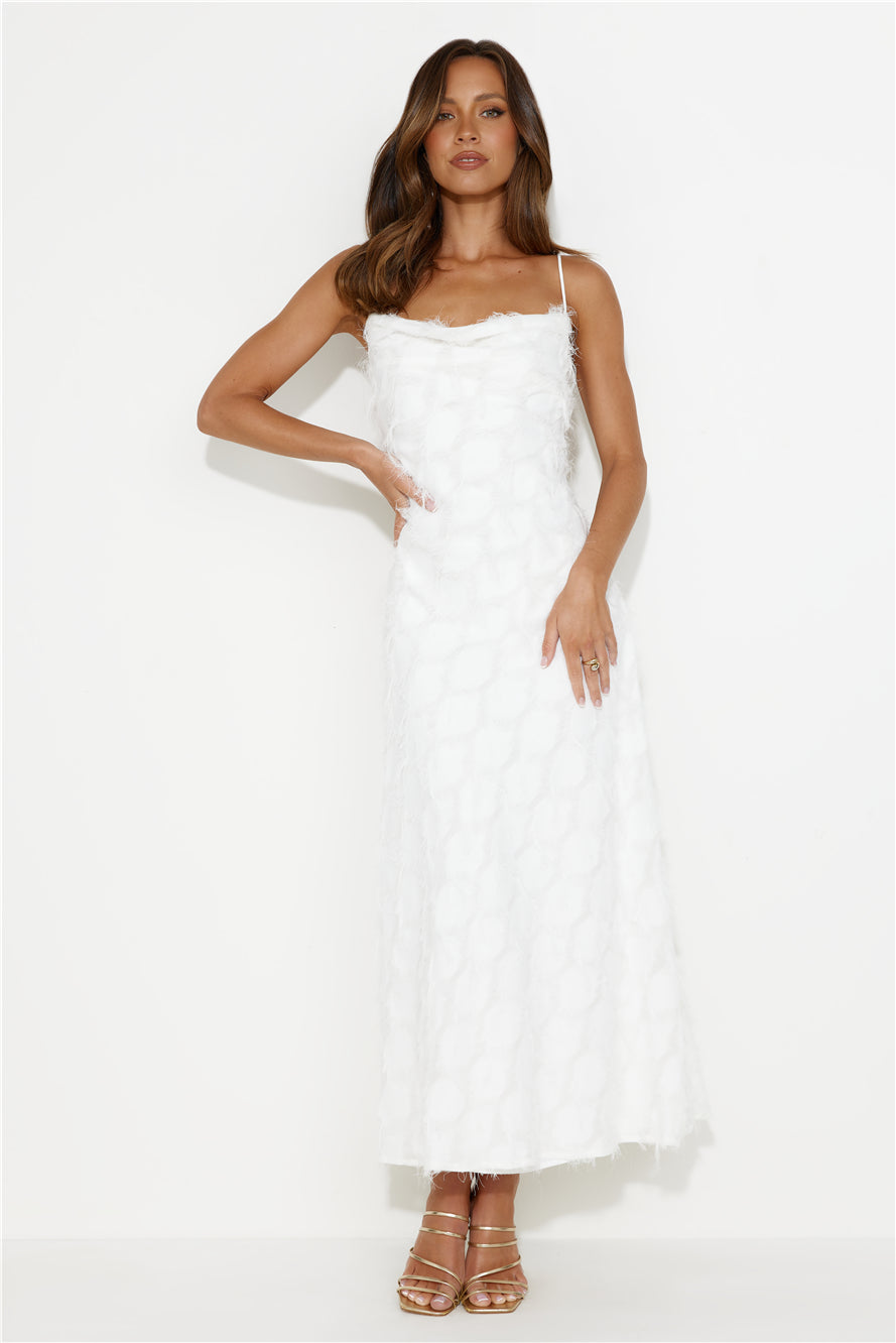 Never Unnoticed Cowl Neck Midi Dress White