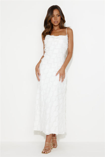 Never Unnoticed Cowl Neck Midi Dress White