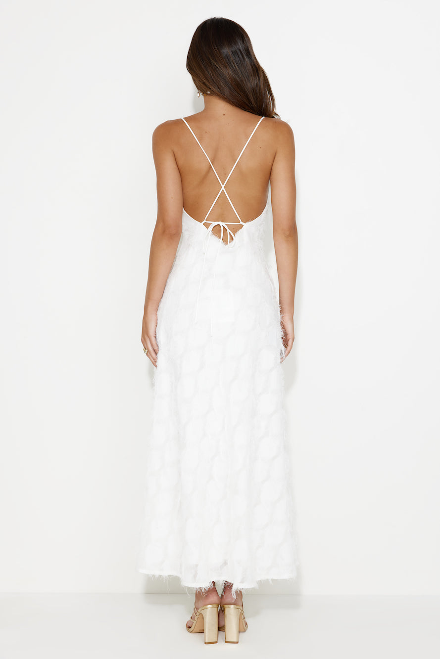 Never Unnoticed Cowl Neck Midi Dress White
