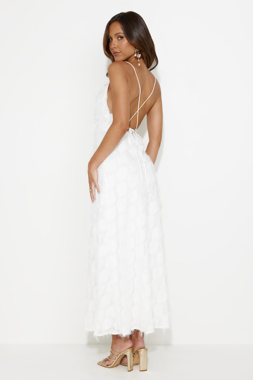 Never Unnoticed Cowl Neck Midi Dress White