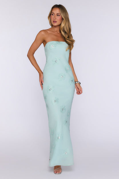 Enchanted Florals Strapless Maxi Dress Sage