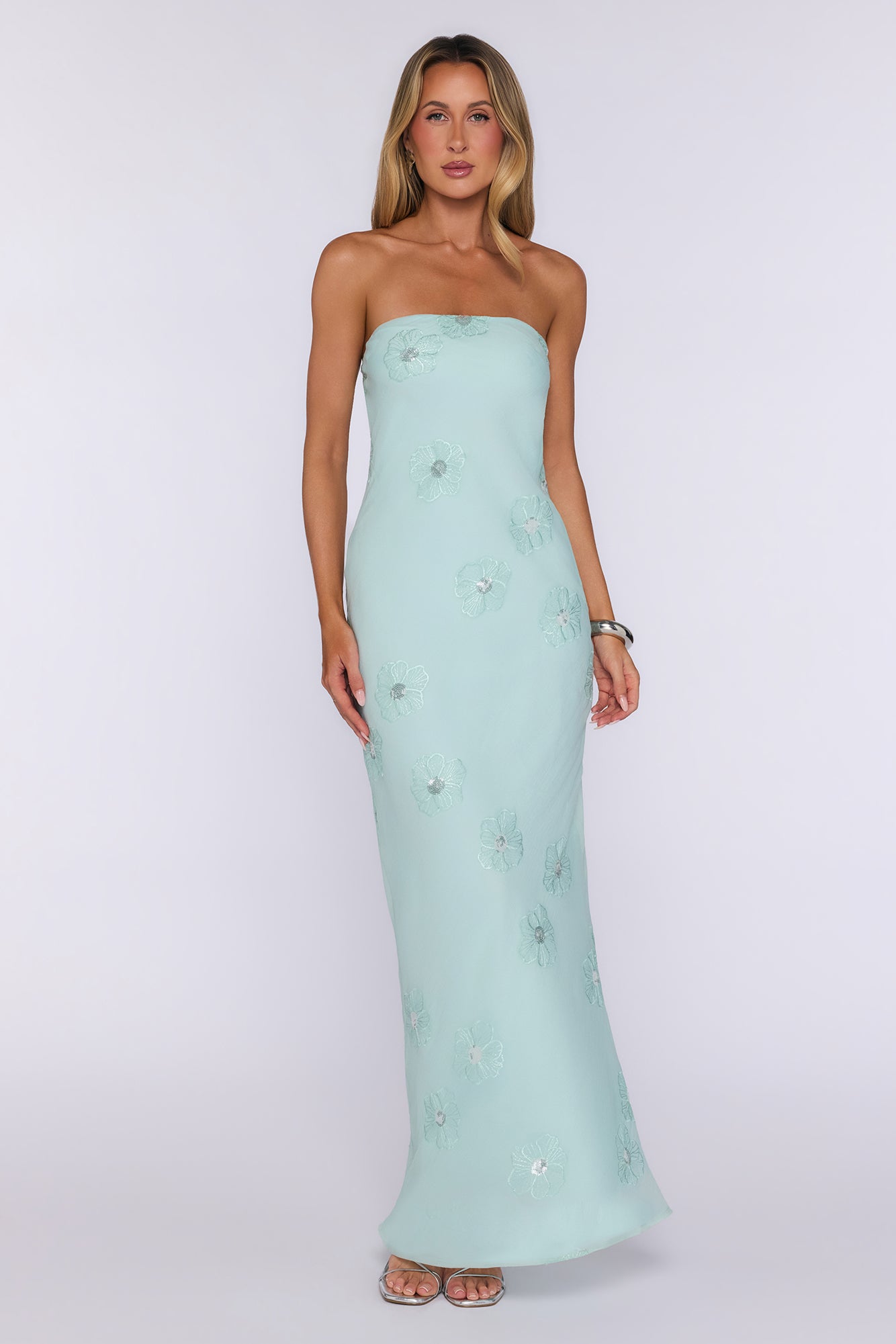 Enchanted Florals Strapless Maxi Dress Sage