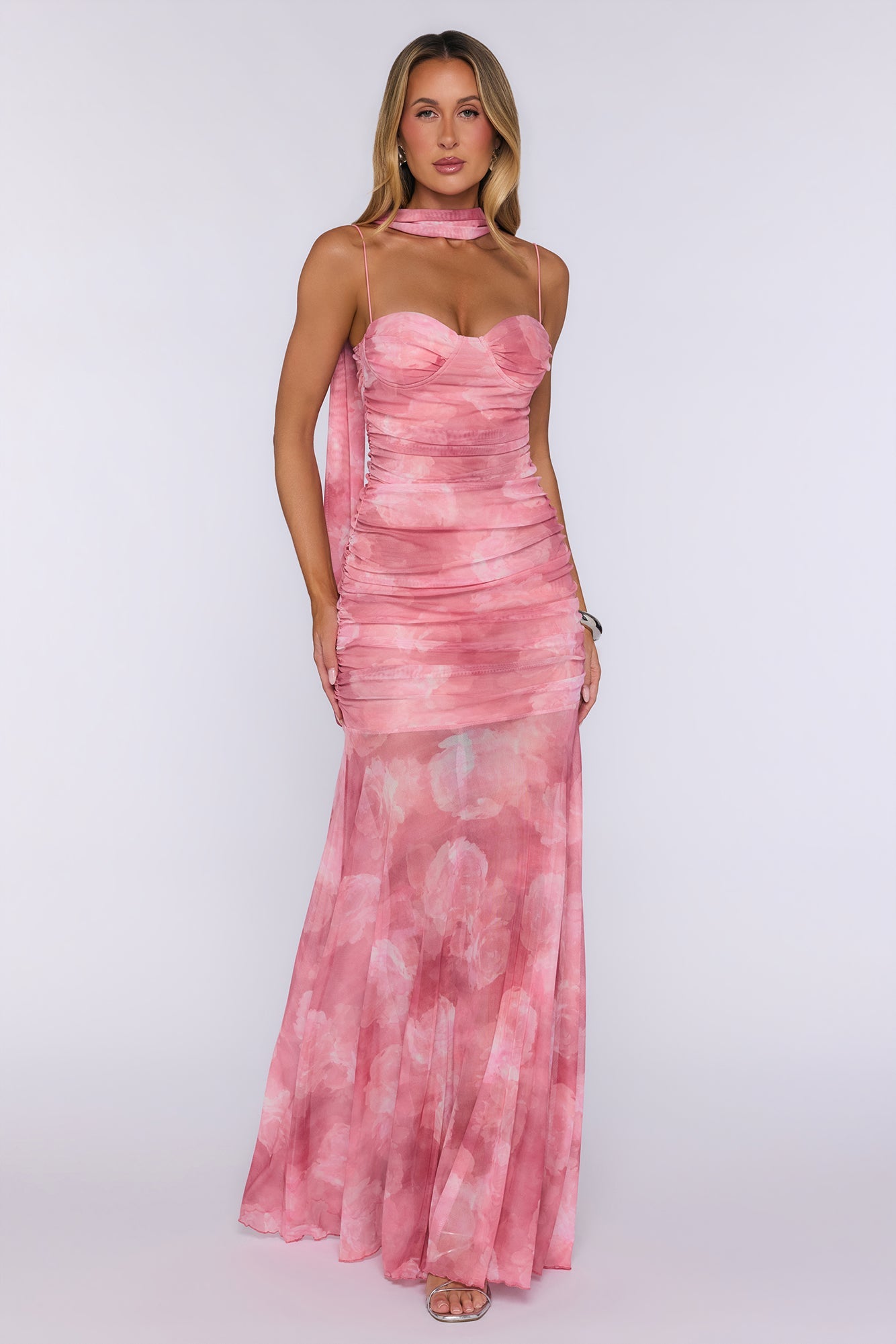 Lovers’ Night Out Mesh Maxi Dress Pink