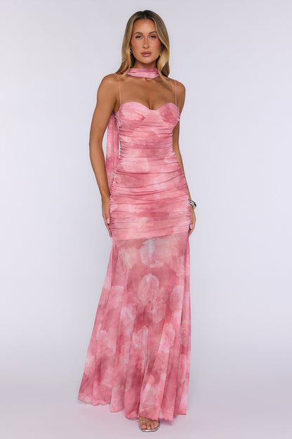 Lovers’ Night Out Mesh Maxi Dress Pink