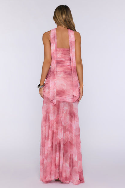 Lovers’ Night Out Mesh Maxi Dress Pink