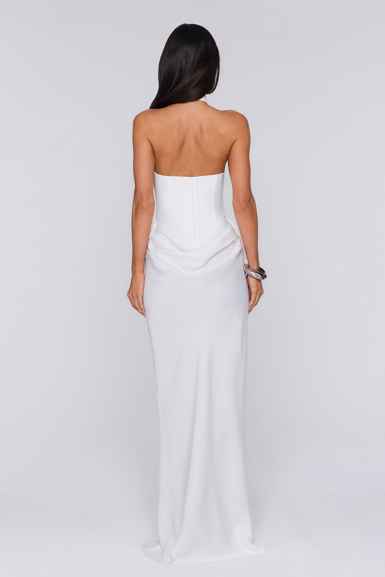Evening Spark Satin Maxi Skirt White