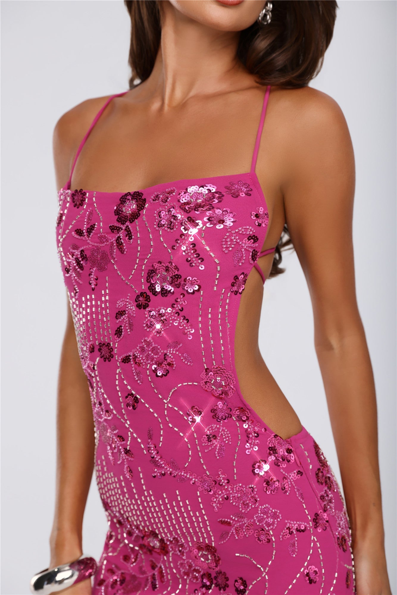 The Glitter Room Embellished Mini Dress Fuchsia