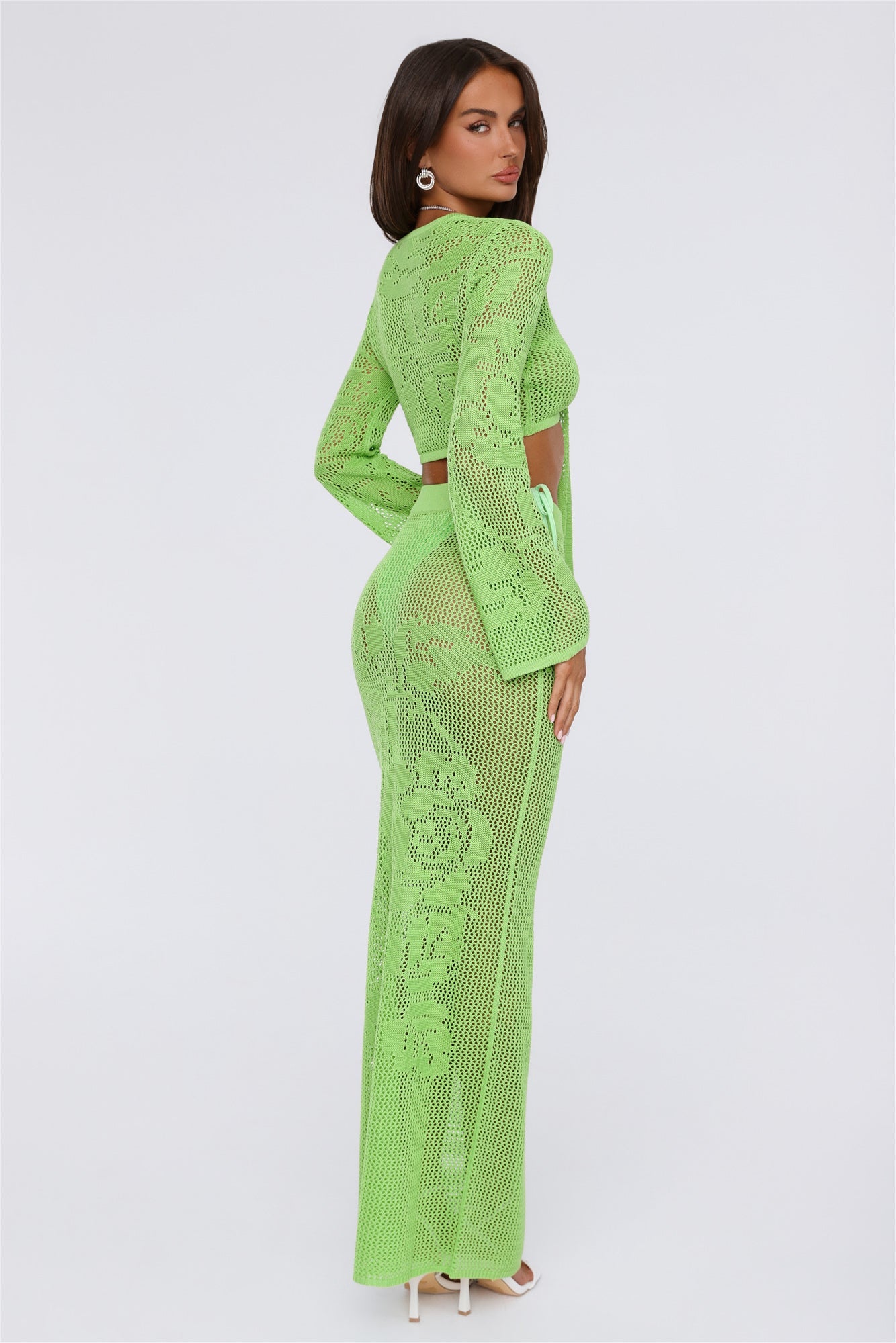 Havana Sunset Knit Crop Top Lime Green