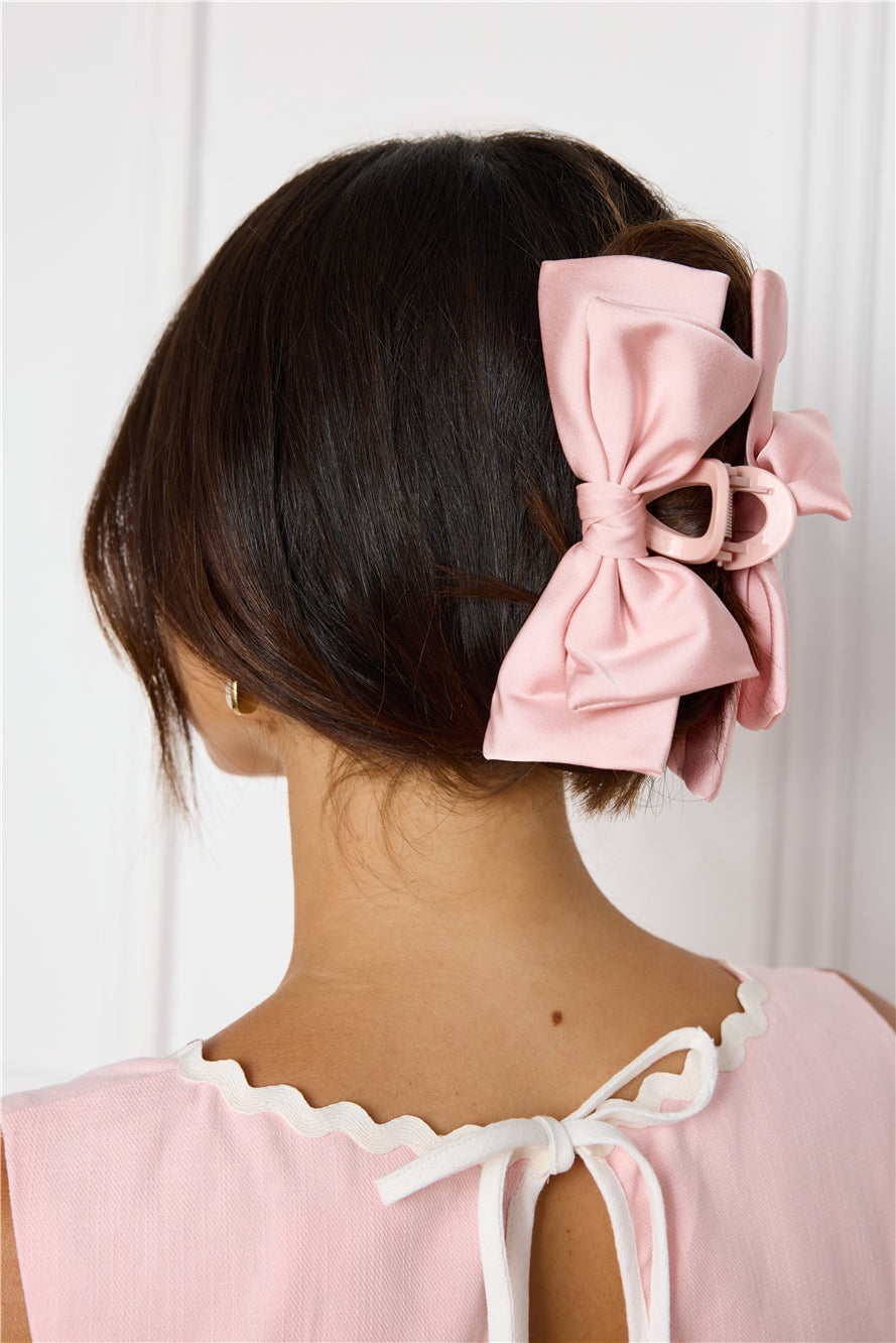 Fancy Bow Claw Clip Pink