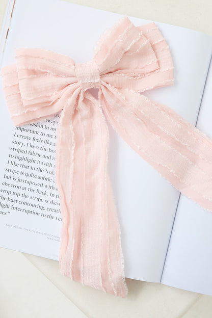 Textured Bow Hair Clip Pink