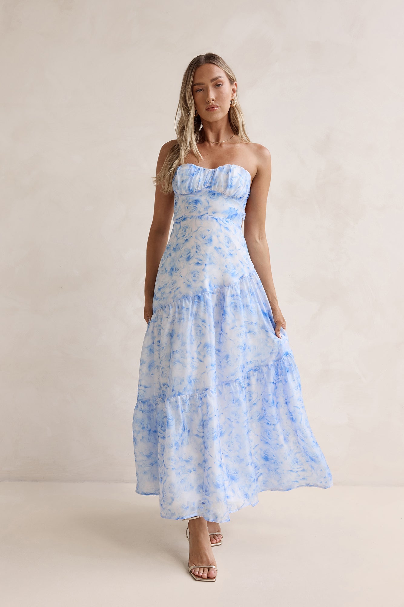 Her Best Version Strapless Maxi Dress Blue