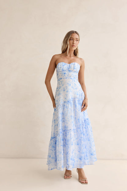 Her Best Version Strapless Maxi Dress Blue