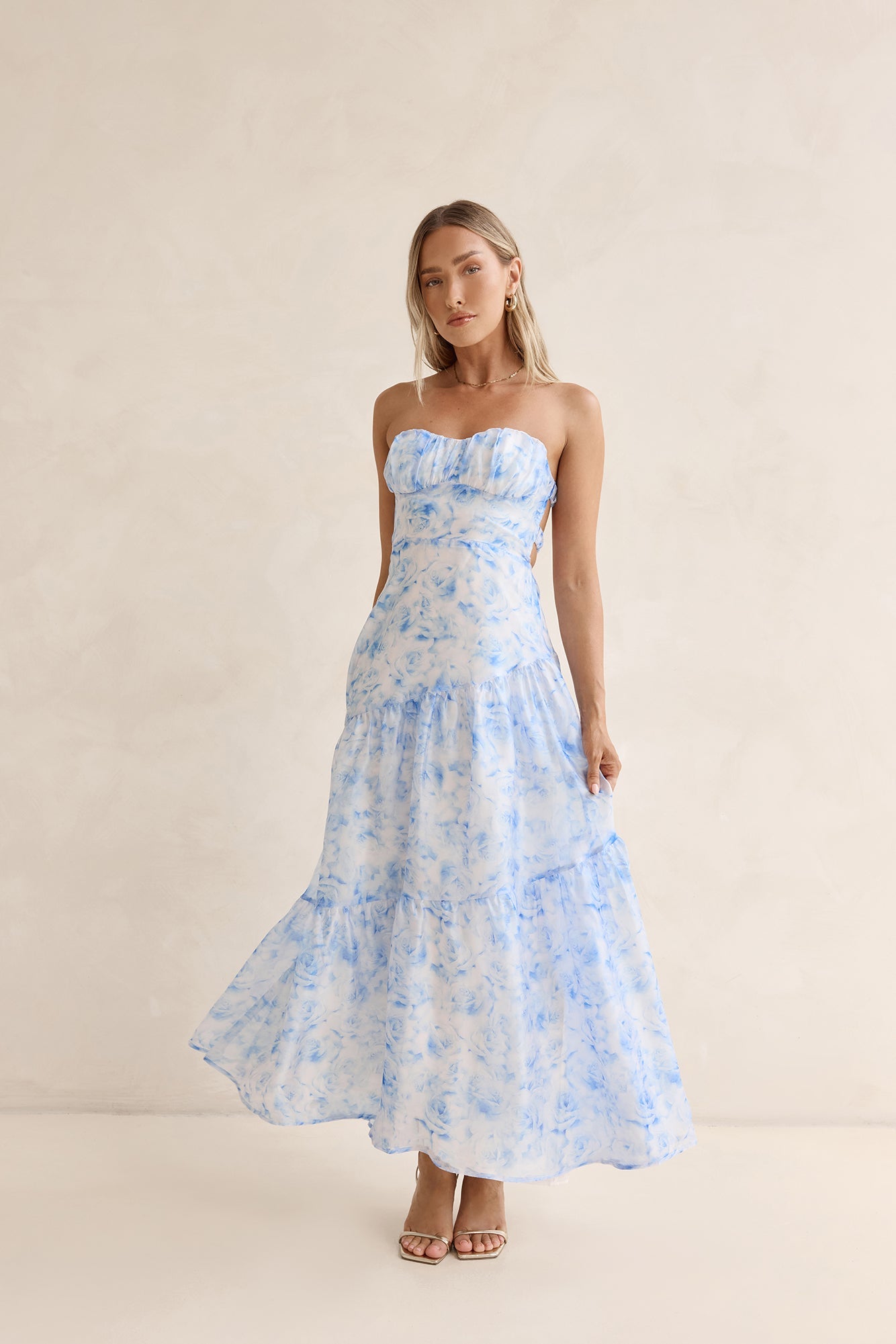 Her Best Version Strapless Maxi Dress Blue