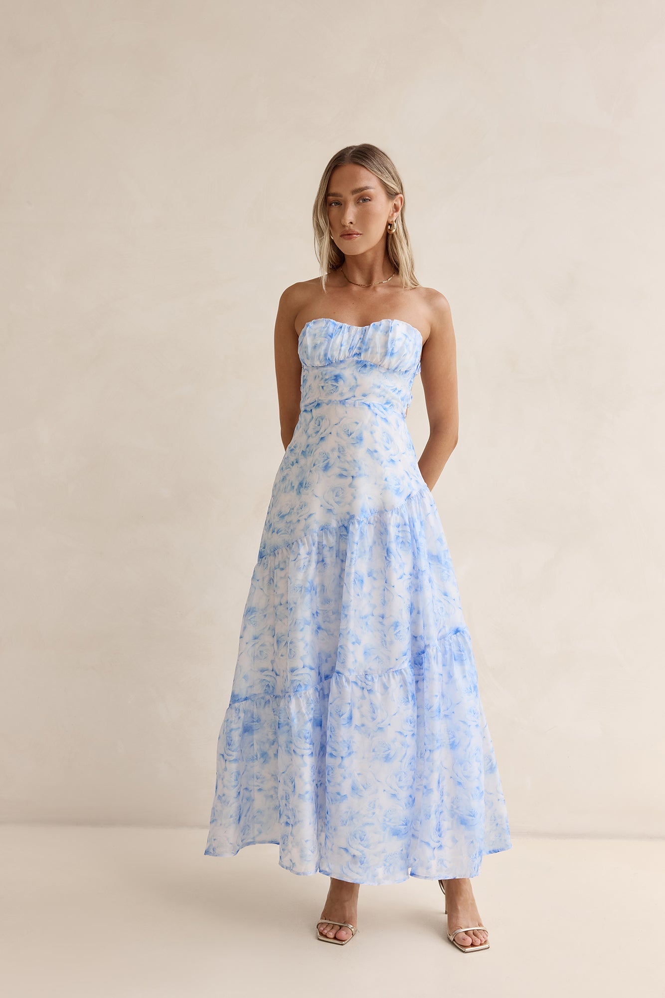 Her Best Version Strapless Maxi Dress Blue