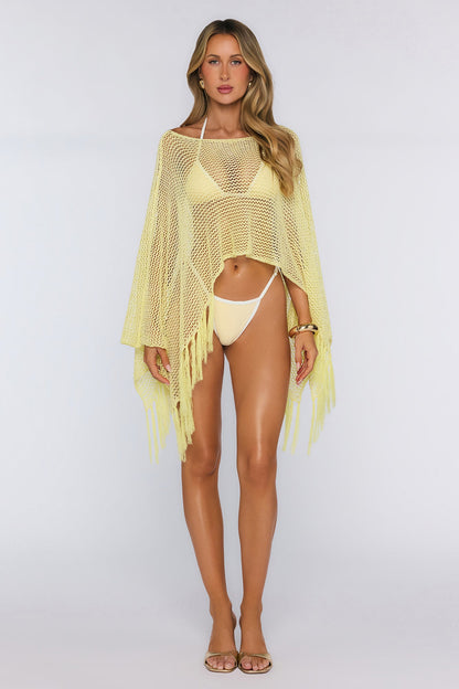 Fringe Poncho Yellow