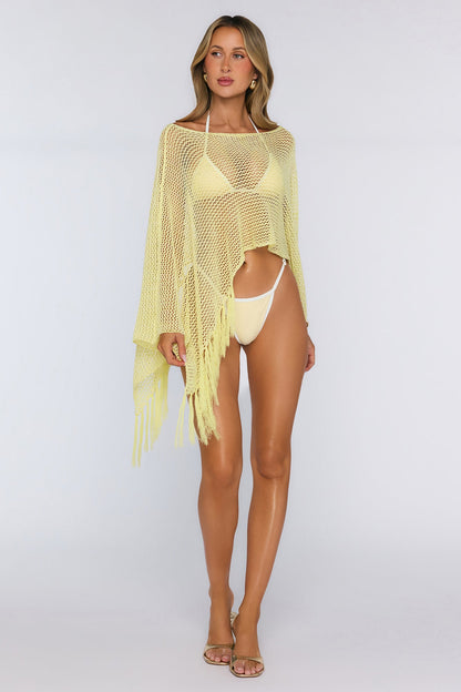Fringe Poncho Yellow
