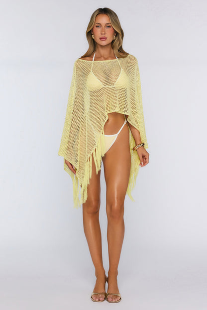 Fringe Poncho Yellow