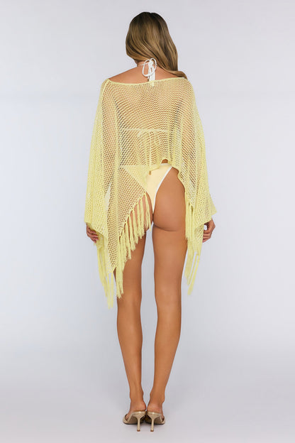 Fringe Poncho Yellow