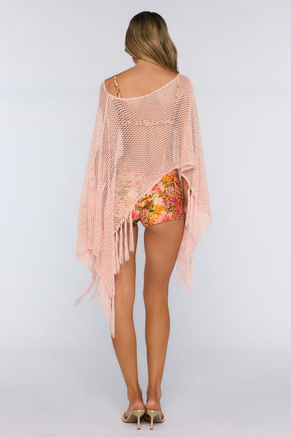 Fringe Poncho Pink