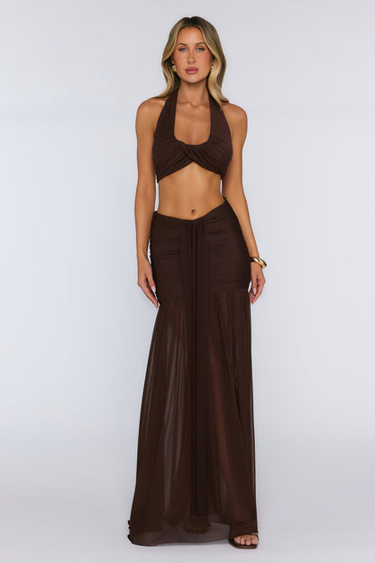 Icon Status Only Mesh Maxi Skirt Brown