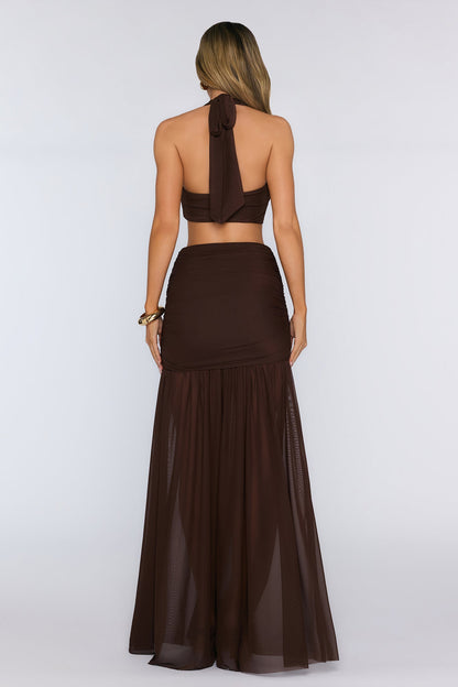 Icon Status Only Mesh Maxi Skirt Brown
