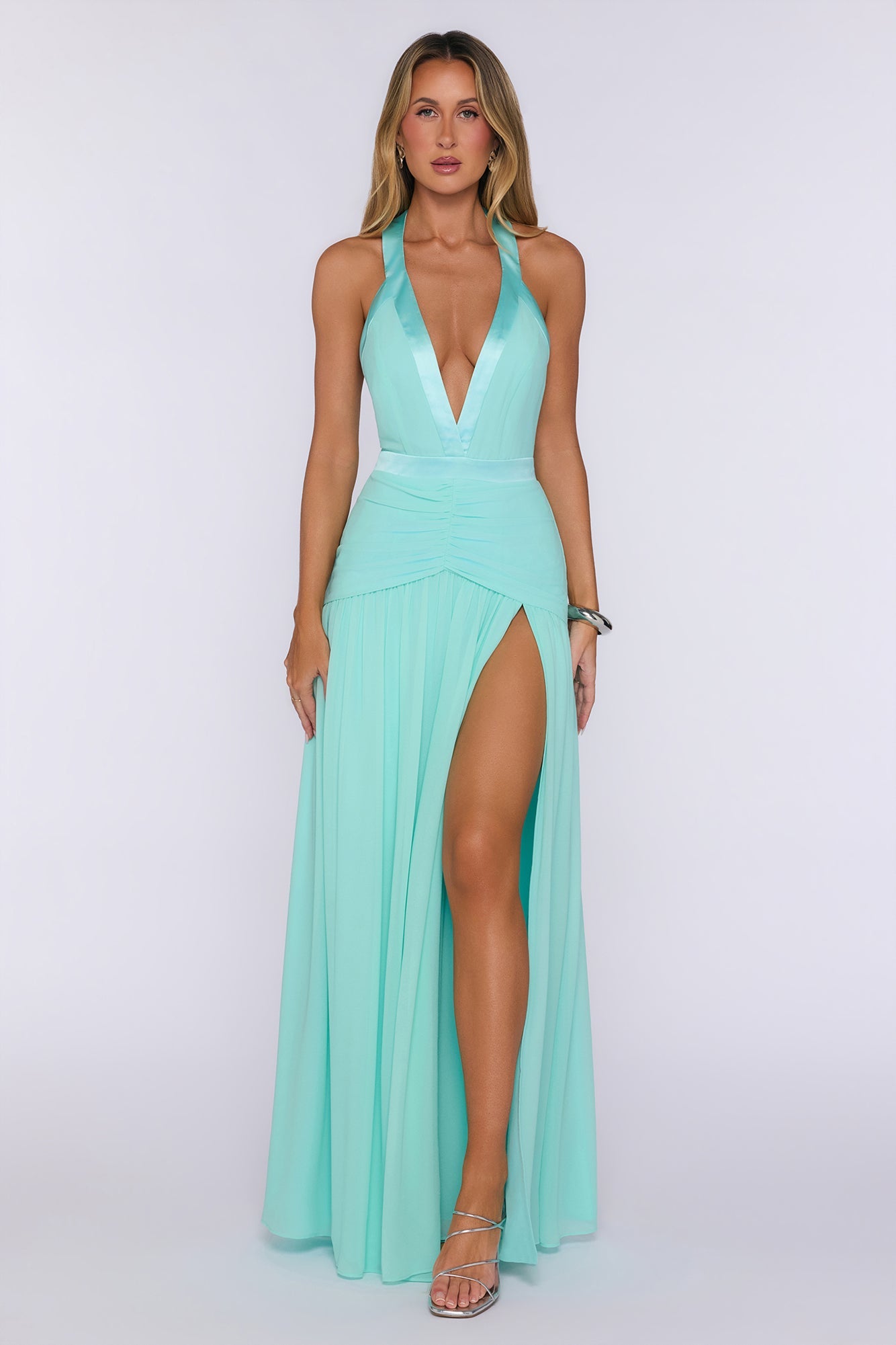 Radiance Meets Style Halter Maxi Dress Mint