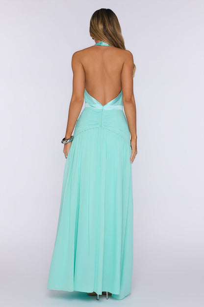 Radiance Meets Style Halter Maxi Dress Mint