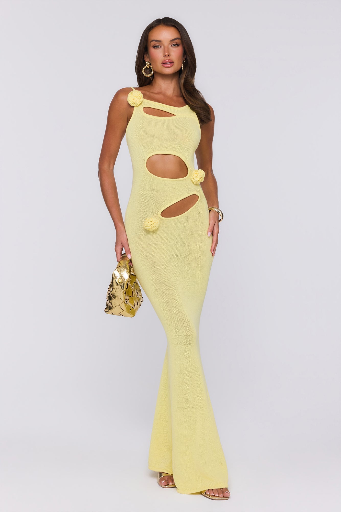 Wild Aura Knit Maxi Dress Yellow