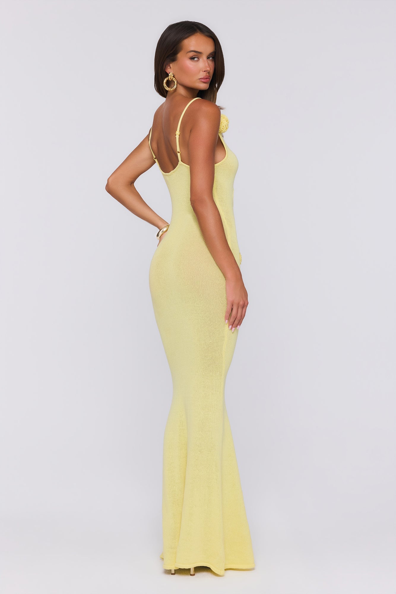 Wild Aura Knit Maxi Dress Yellow