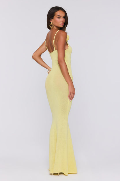 Wild Aura Knit Maxi Dress Yellow