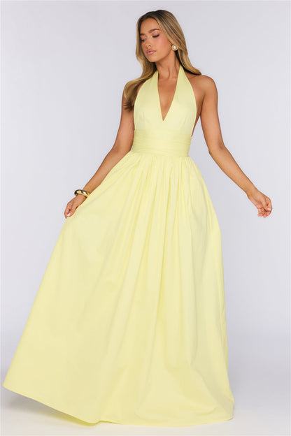 Glow And Go Halter Maxi Dress Lemon