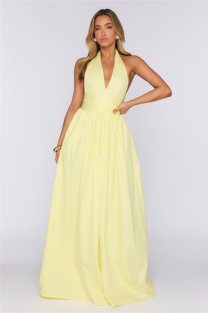 Glow And Go Halter Maxi Dress Lemon