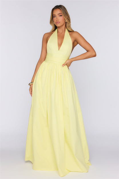 Glow And Go Halter Maxi Dress Lemon