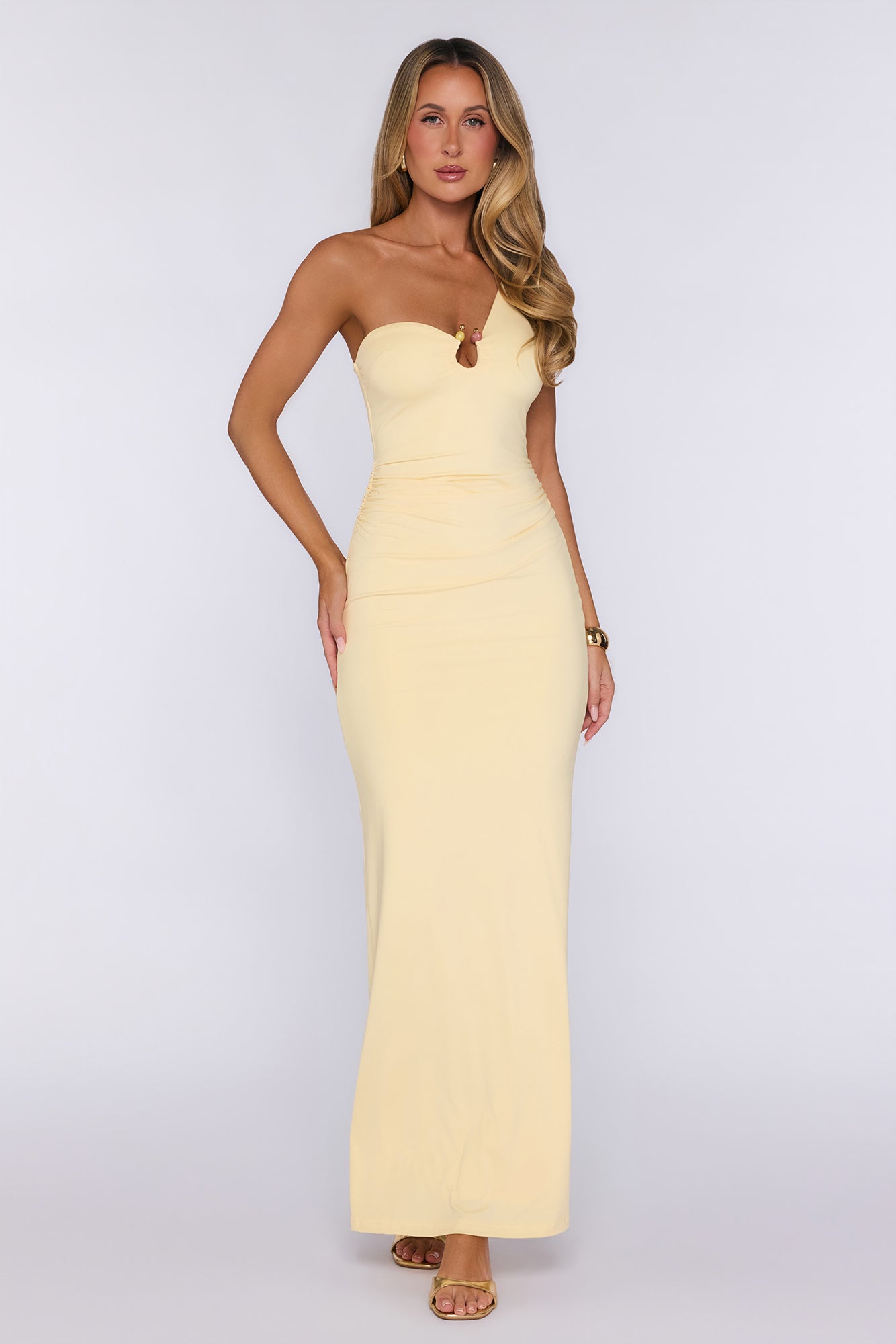 Dreamers Delight One Shoulder Maxi Dress Yellow