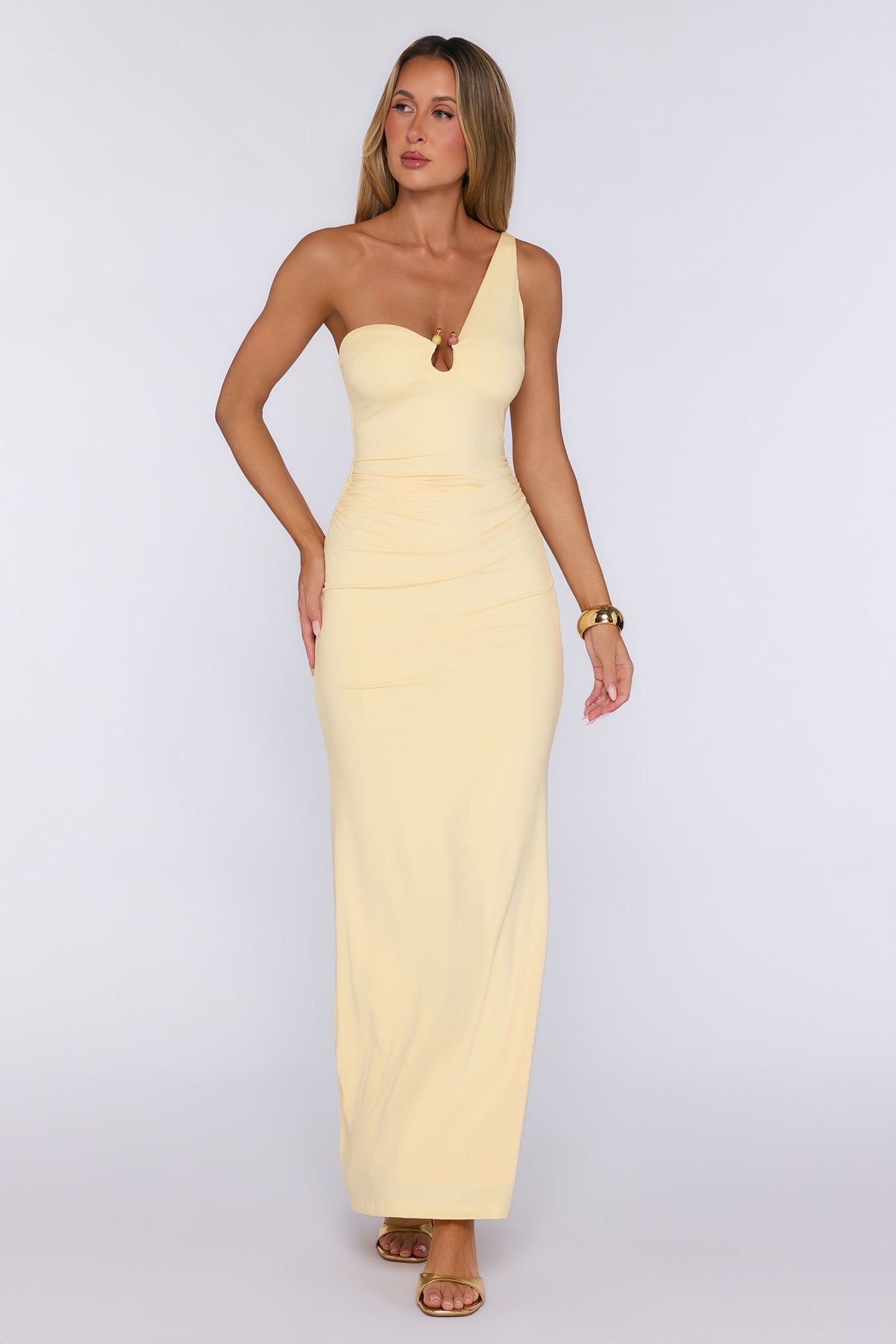 Dreamers Delight One Shoulder Maxi Dress Yellow