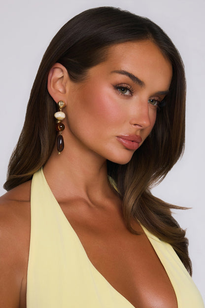 Beaded Statement Earrings Gold