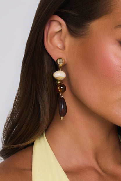 Beaded Statement Earrings Gold