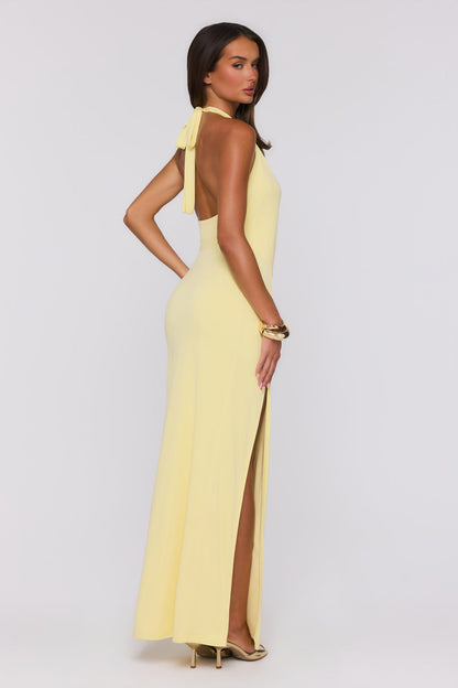 Sunny Aura Halter Maxi Dress Yellow